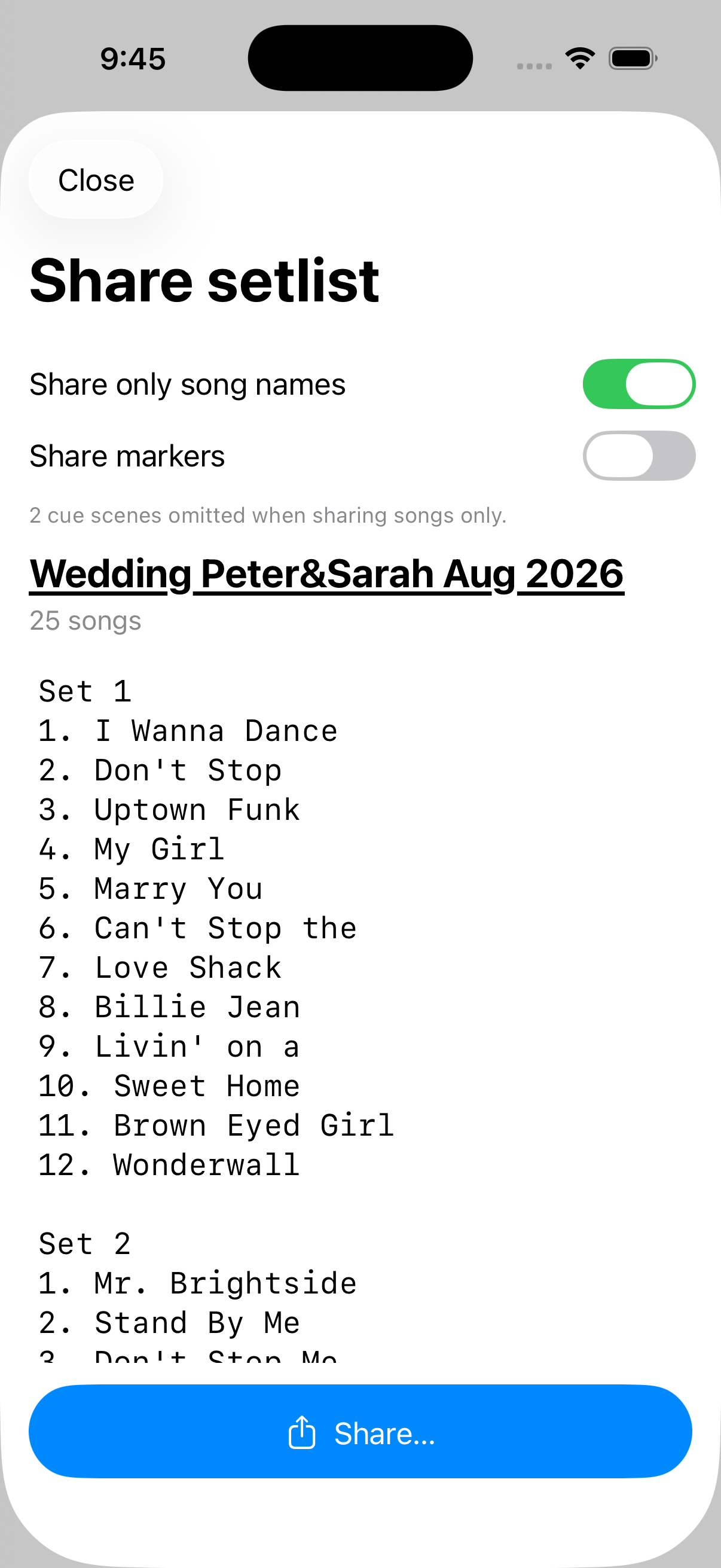 Share sheet