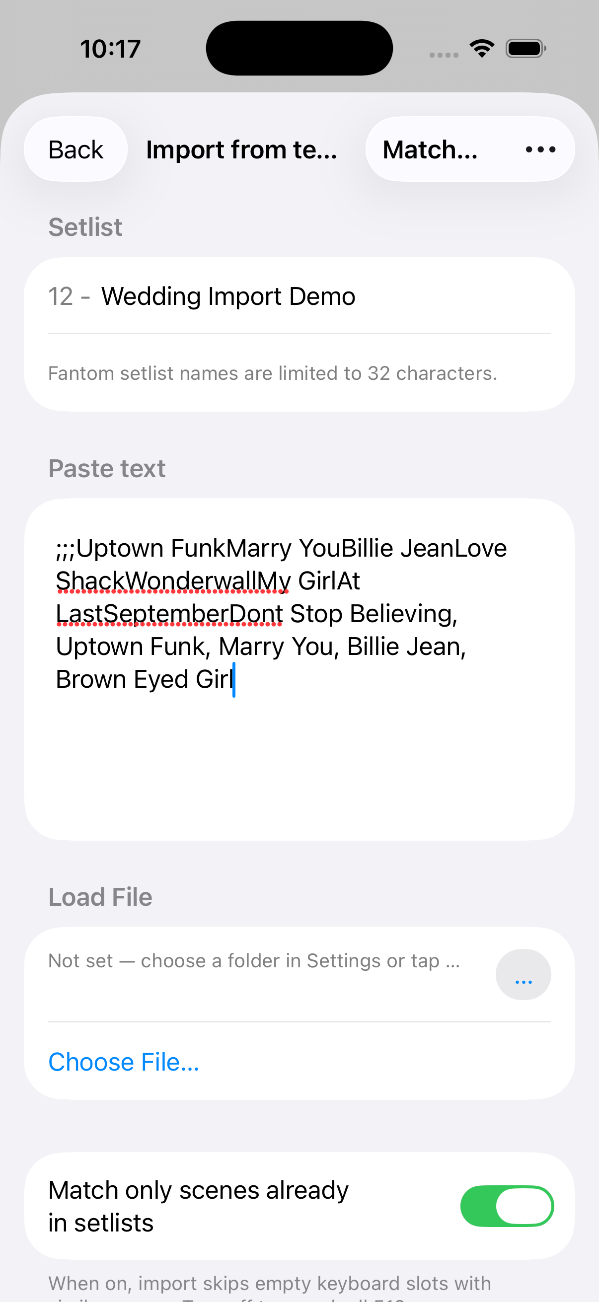 Import from text