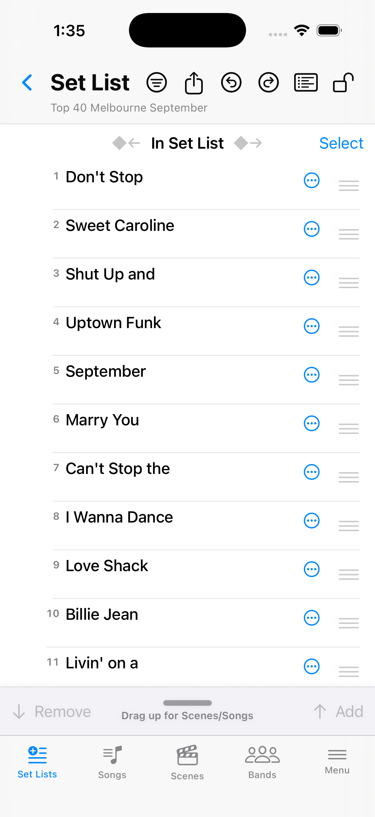 Reorder songs