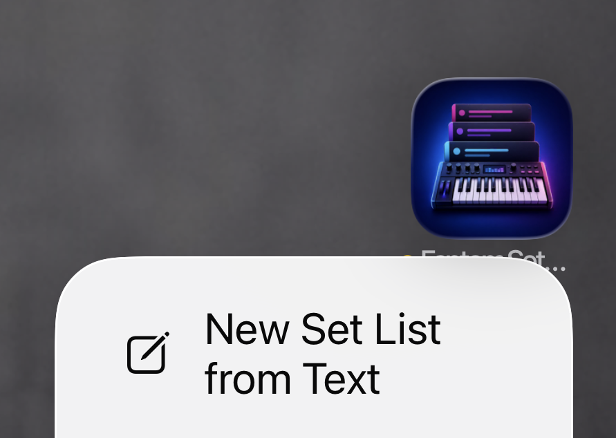 Home Screen — New Set List from Text