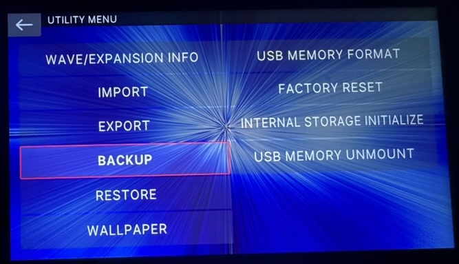 UTILITY menu